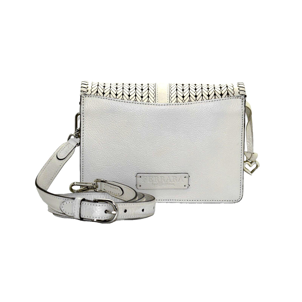 C0 NEW BRIGHTON Odette Ferrara Santorini White Leather Shoulder Flap Bag $378